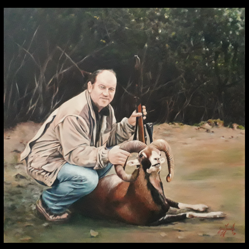 RITRATTO DI UOMO CON ANIMALE (ritratto su commissione da foto)