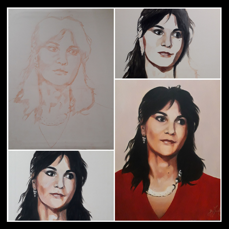 DAL DISEGNO SU TELA AL DIPINTO (ritratto su commissione ad olio)